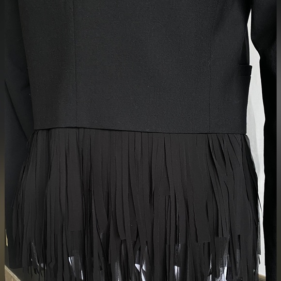 Banana Republic Blazer Jacket with Fringe Bottom NWT size 2. Jet Black - Picture 10 of 11